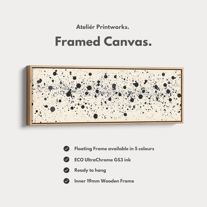 Black Abstract Dots Panoramic Large Framed Wall Decor - Atelier Printworks