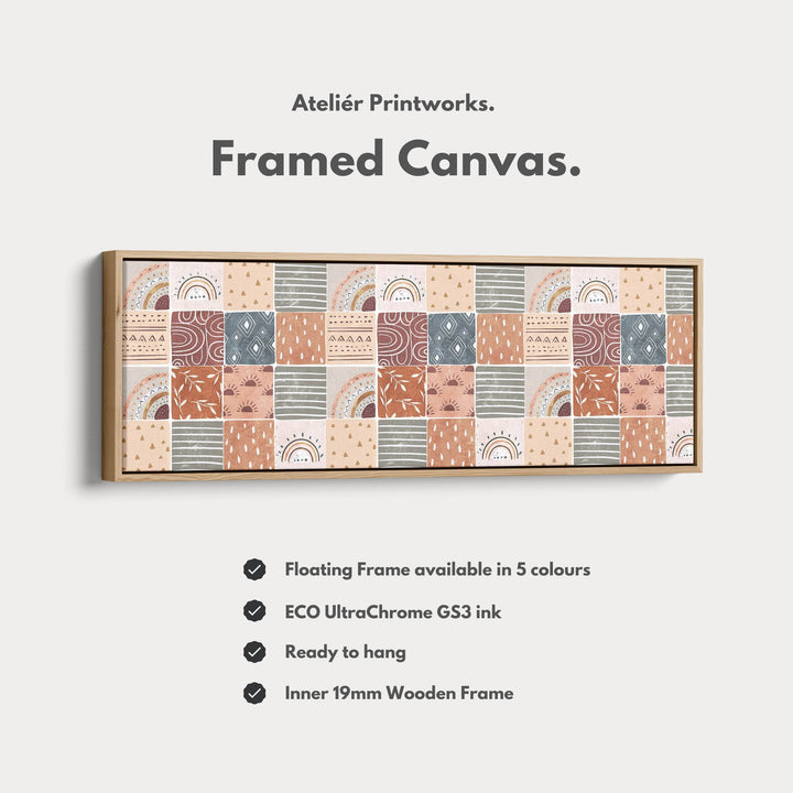 Horizontal Wall Art Muted Boho Pattern - Atelier Printworks