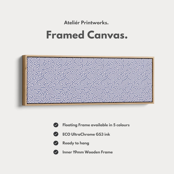 Blue Geometric Organic Pattern Long Wall Art - Atelier Printworks