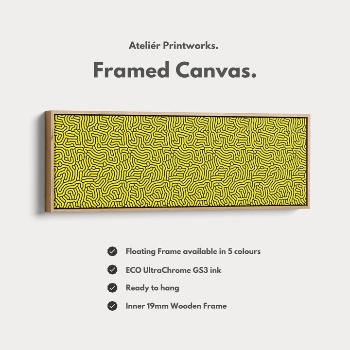 Yellow & Black Geometric Organic Pattern Long Wall Art - Atelier Printworks
