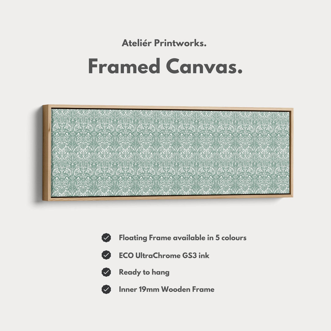 Panoramic Wall Art Green & White William Morris - Atelier Printworks