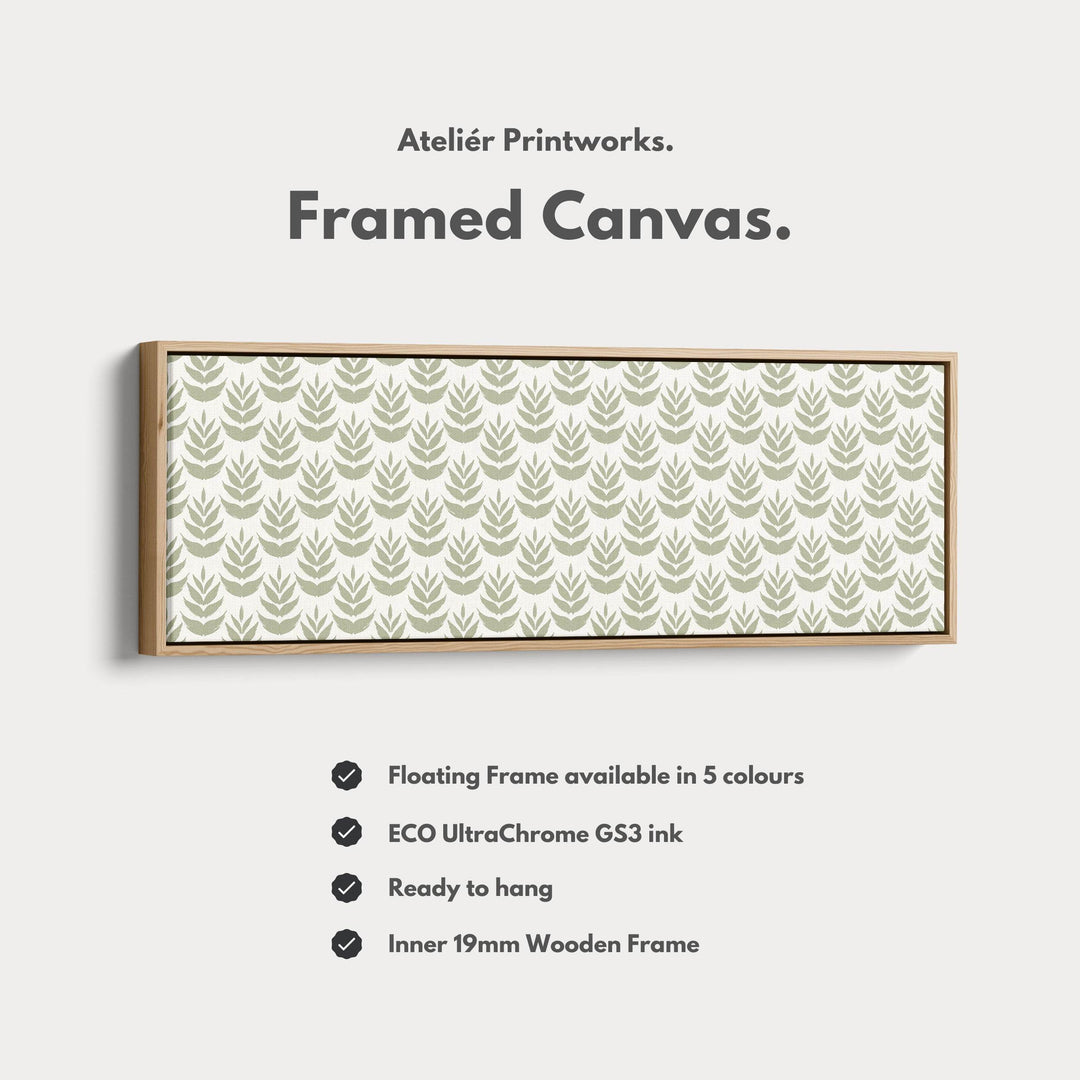 Long Narrow Wall Art Green Boho Leaves - Atelier Printworks