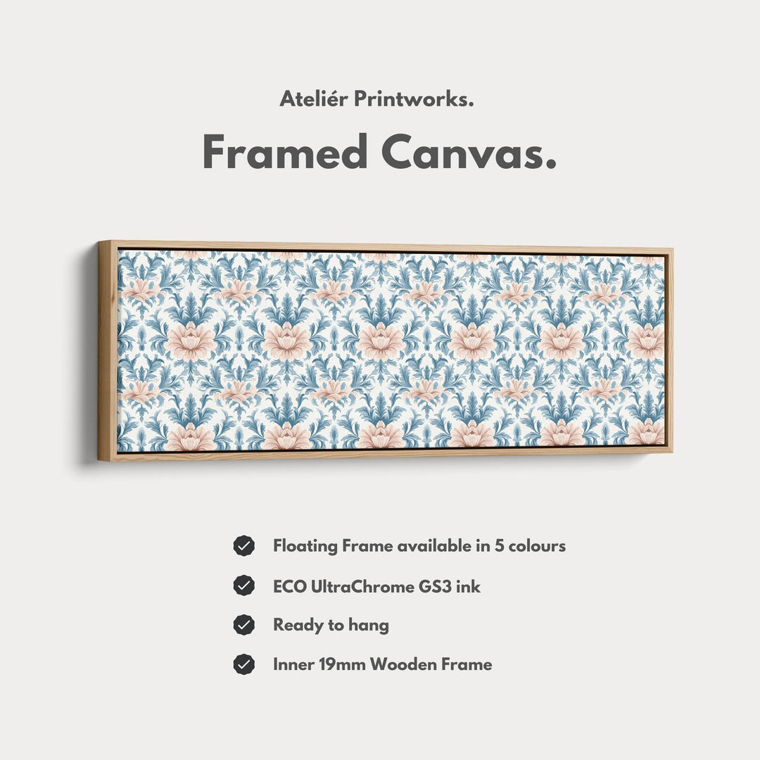 Long Narrow Wall Art Blue Damask - Atelier Printworks