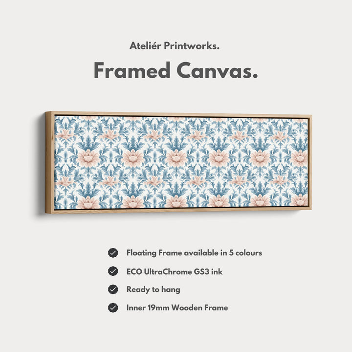 Long Narrow Wall Art Blue Damask - Atelier Printworks