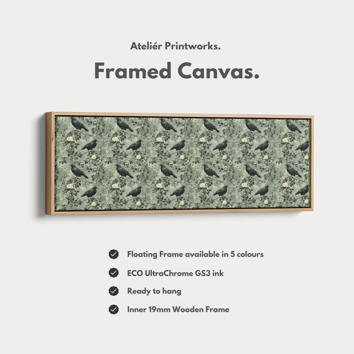 Long Narrow Wall Art Vintage Crow - Atelier Printworks