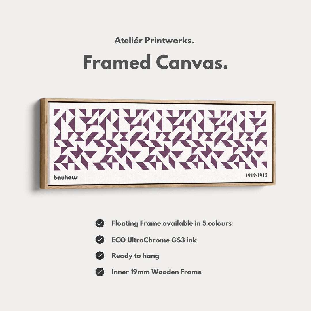 Panoramic Wall Decor Purple Bauhaus Framed Canvas - Atelier Printworks