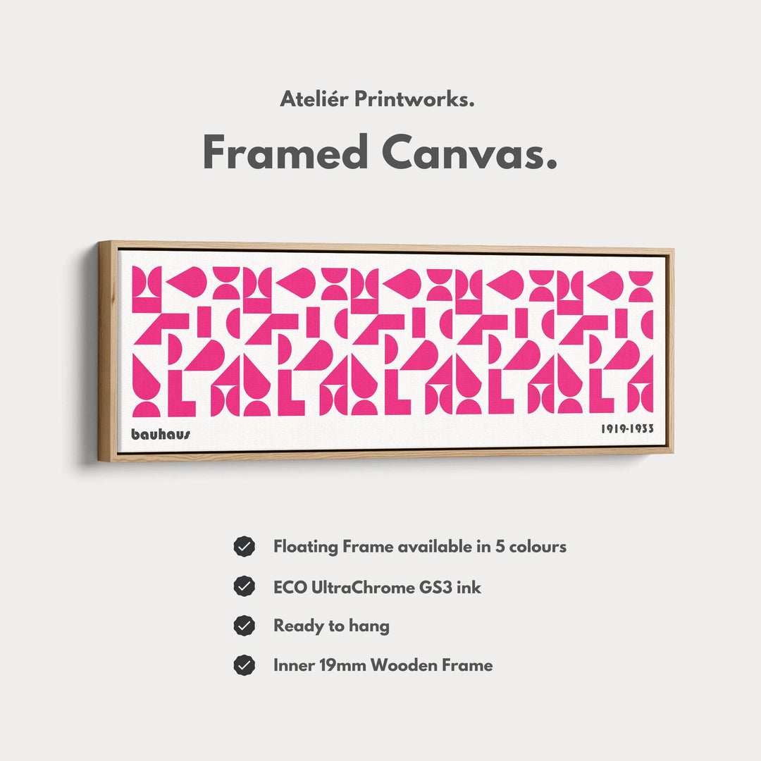 Panoramic Above Bed Wall Art Pink Bauhaus Modern - Atelier Printworks