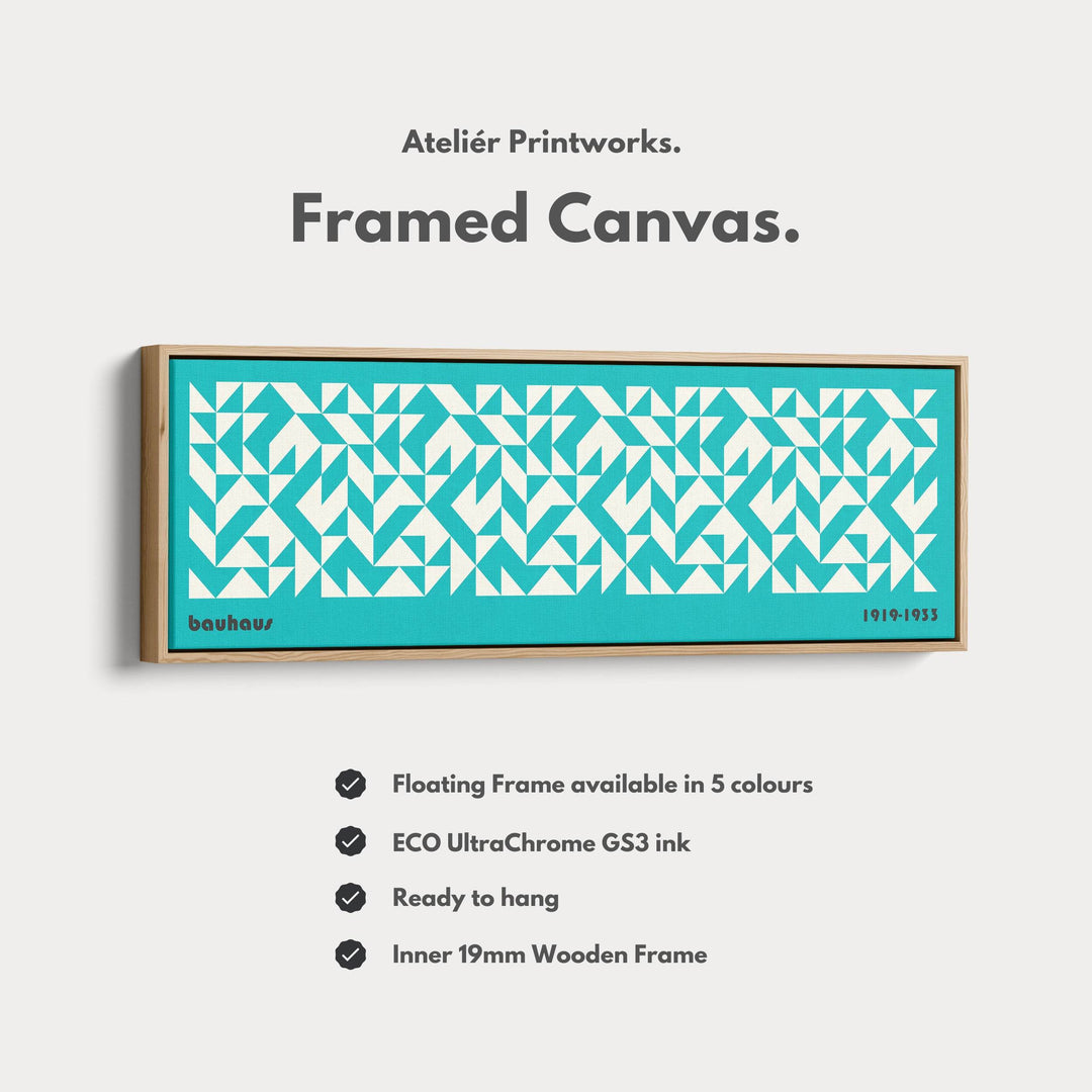 Panoramic Above Bed Wall Art Blue Bauhaus Mid Century - Atelier Printworks