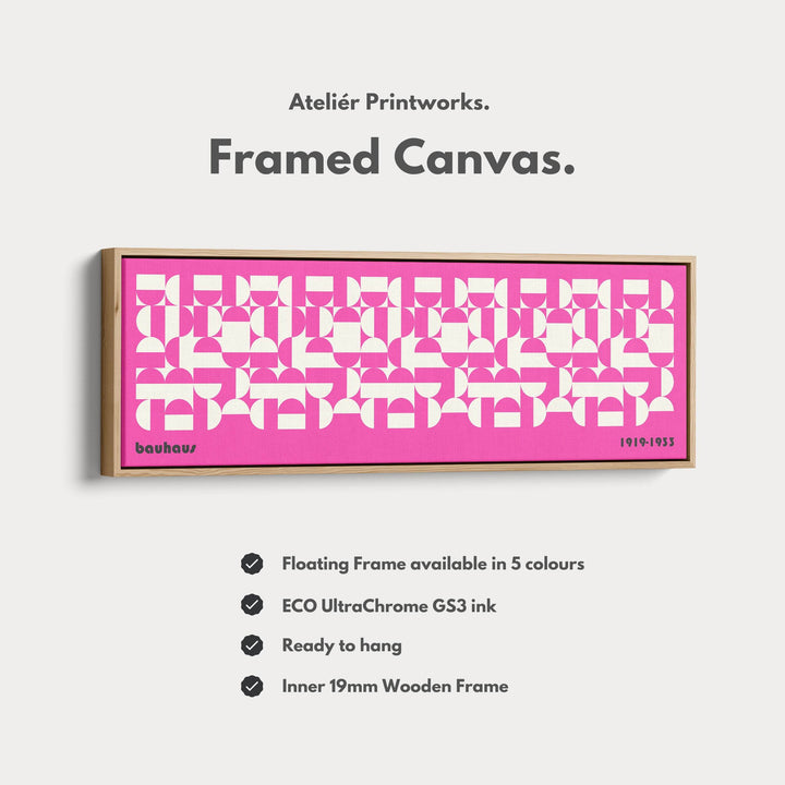 Large Framed Long Wall Art Pink Mid Century Bauhaus - Atelier Printworks