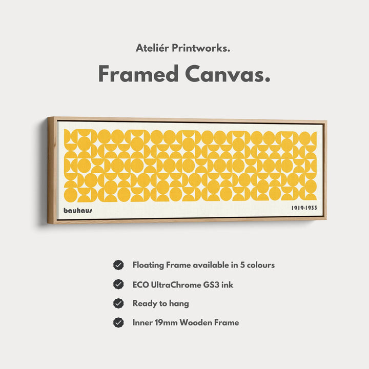 Large Framed Long Wall Art Yellow Mid Century Bauhaus - Atelier Printworks