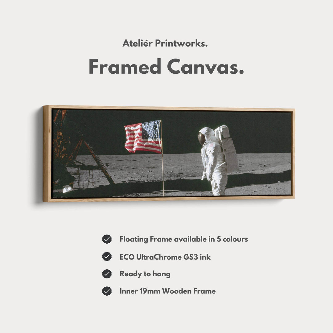 Long Panoramic Space Wall Art Astronaut Moon Walk NASA - Atelier Printworks