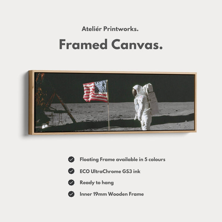 Long Panoramic Space Wall Art Astronaut Moon Walk NASA - Atelier Printworks