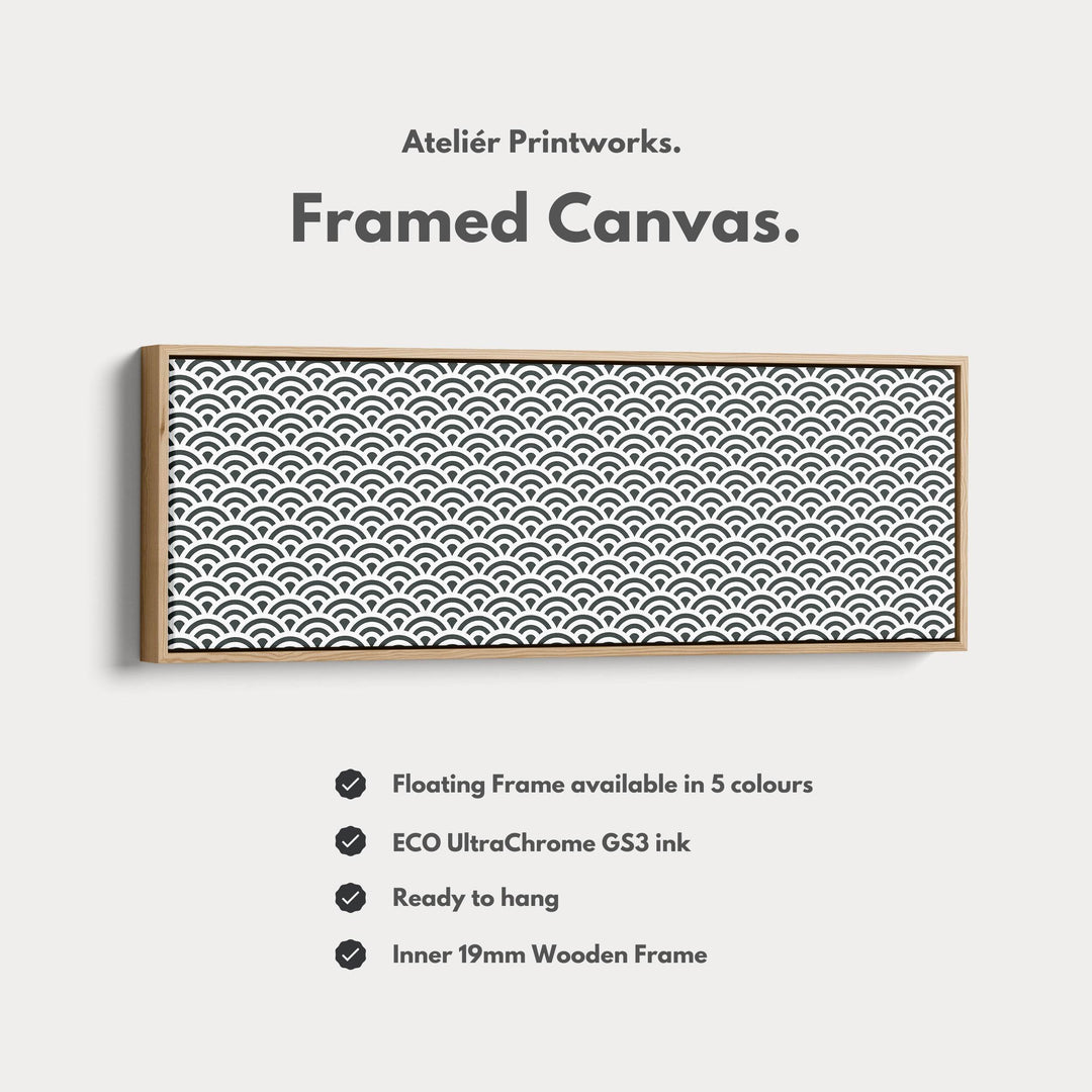 Horizontal Wall Art Black & White Japandi Waves - Atelier Printworks