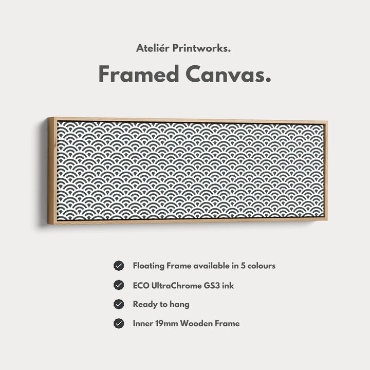 Horizontal Wall Art Black & White Japandi Waves - Atelier Printworks