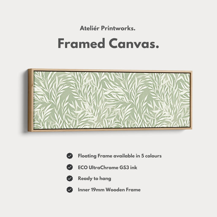 Sage Green Willow Leaves Vertical Long Wall Art - Atelier Printworks