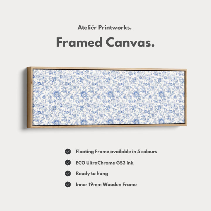 Blue Floral Panoramic Above Bed Wall Art - Atelier Printworks