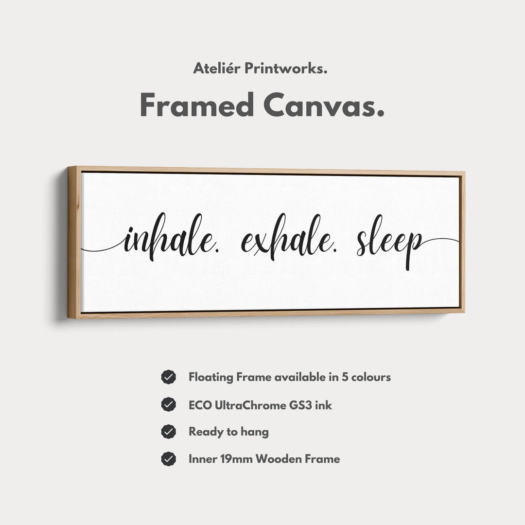 Large Above Bed Wall Decor Panoramic Art 'Inhale Exhale Sleep' - Atelier Printworks