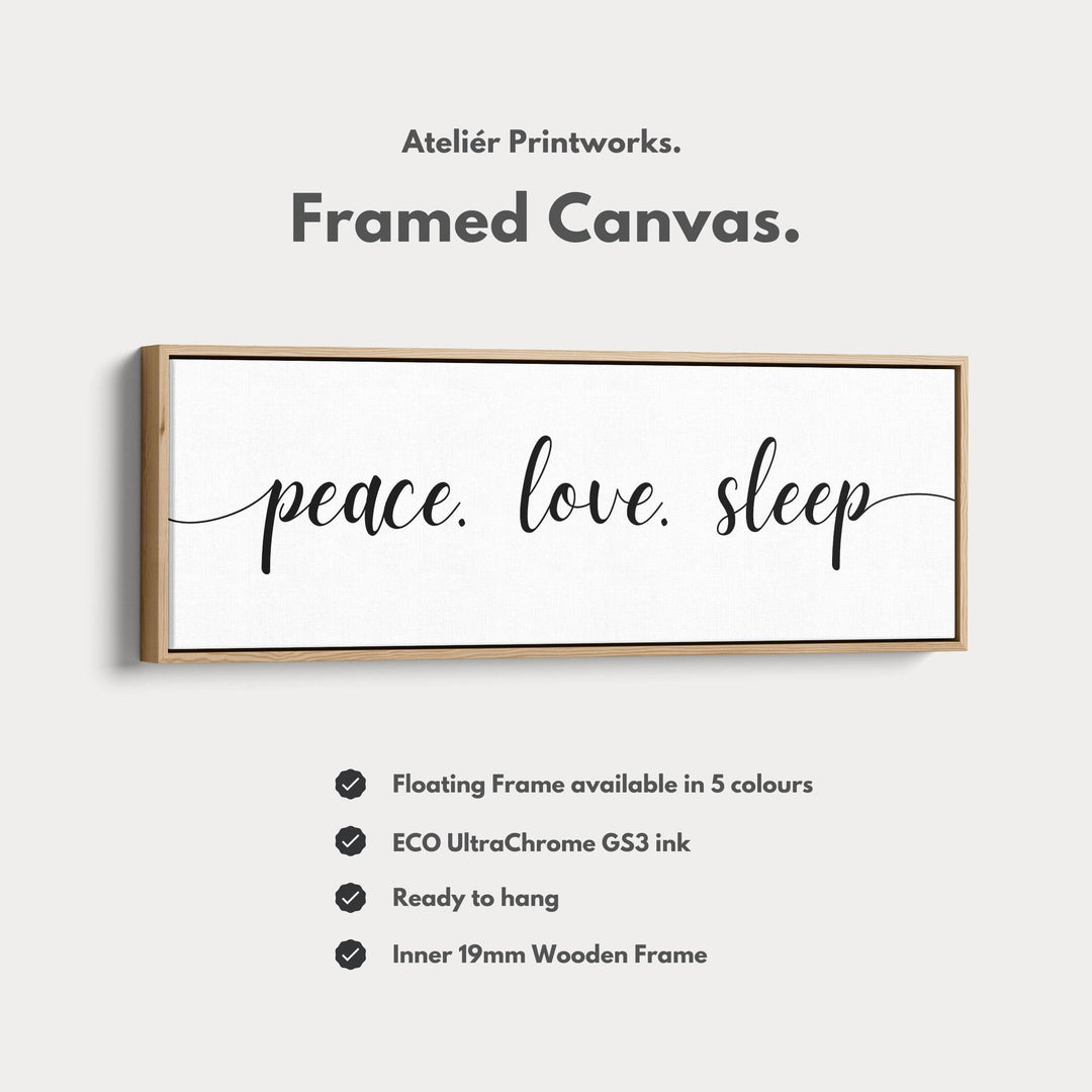 Guest Room Bedroom Large Above Bed Wall Art 'Peace Love Sleep' - Atelier Printworks
