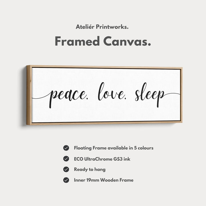 Guest Room Bedroom Large Above Bed Wall Art 'Peace Love Sleep' - Atelier Printworks