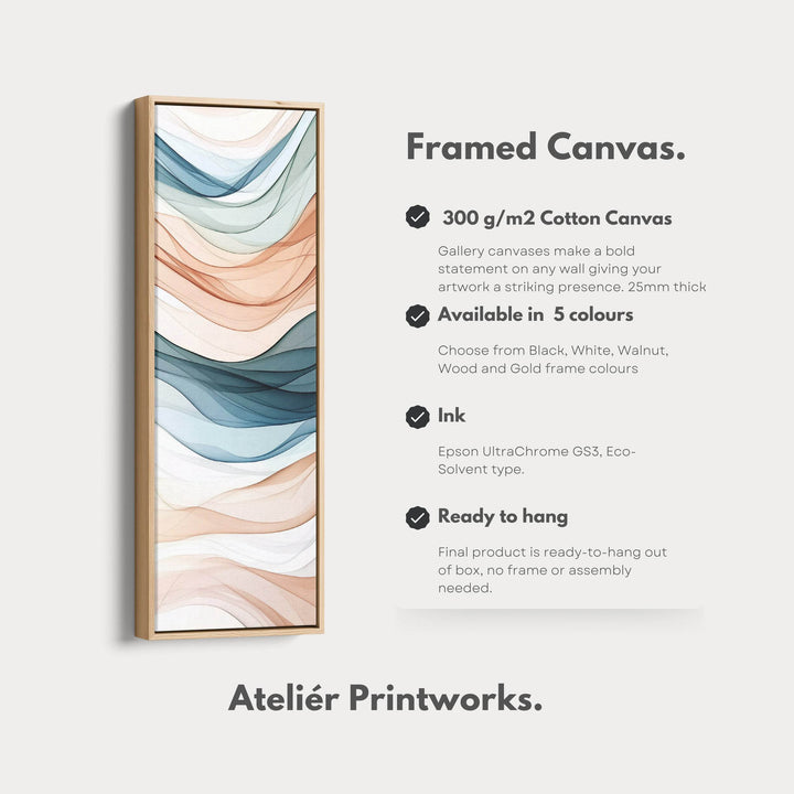 Long Narrow Vertical Wall Art Neutral Wave - Atelier Printworks