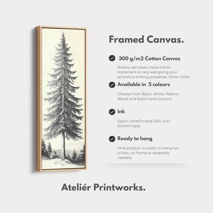 Vintage Pine Tree Vertical Wall Decor - Atelier Printworks