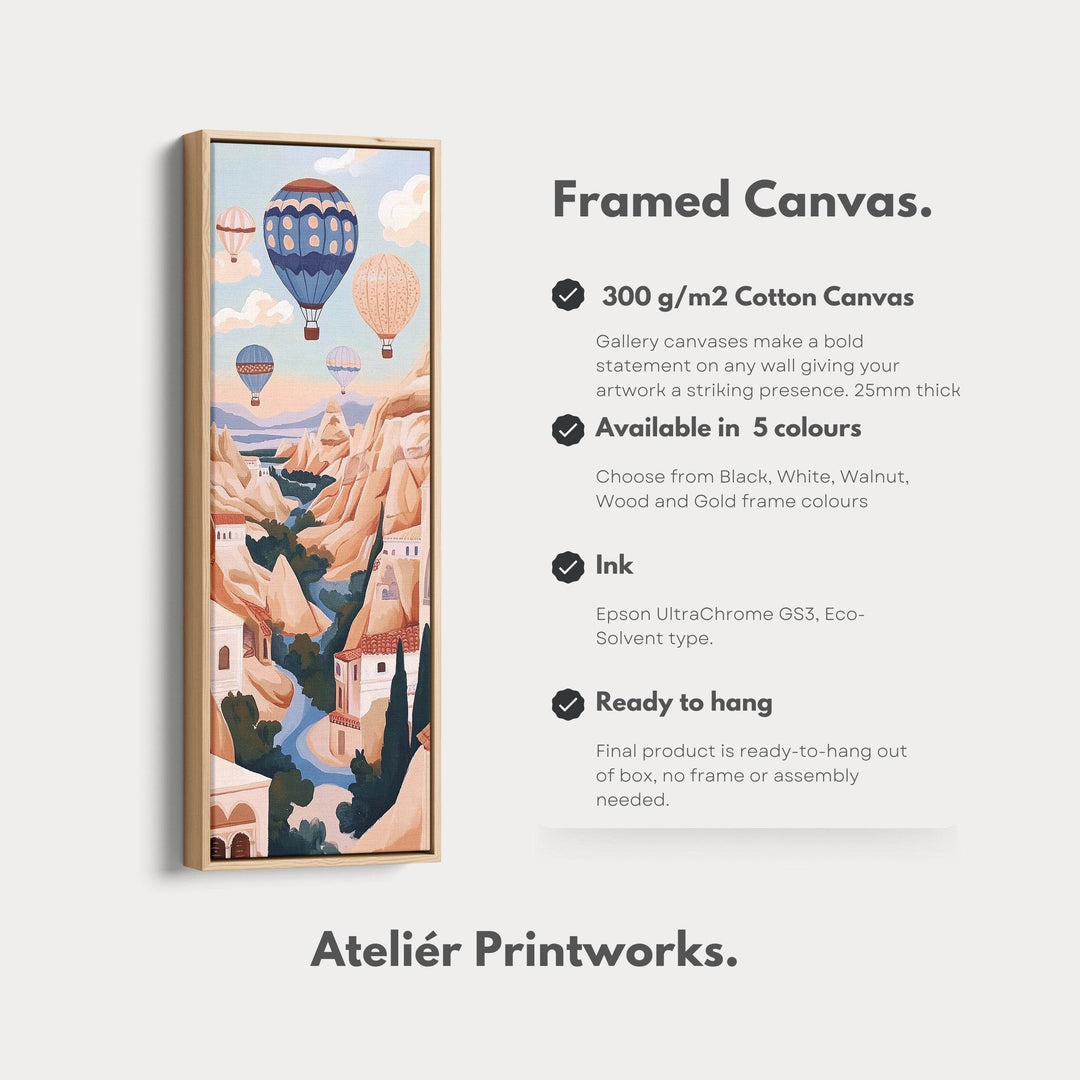 Cappadocia Balloons Vertical Framed Canvas Wall Decor - Atelier Printworks