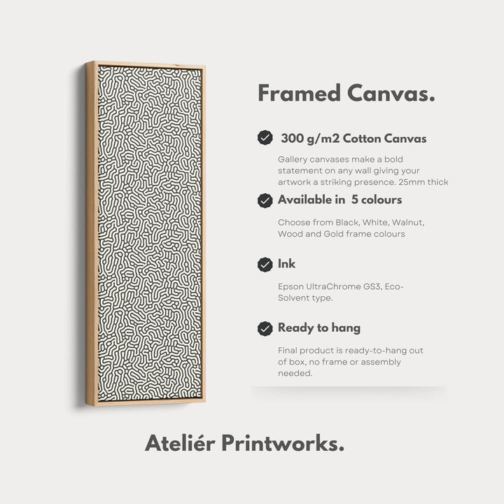 Minimalist Beige & Black Abstract Pattern Vertical Wall Decor - Atelier Printworks