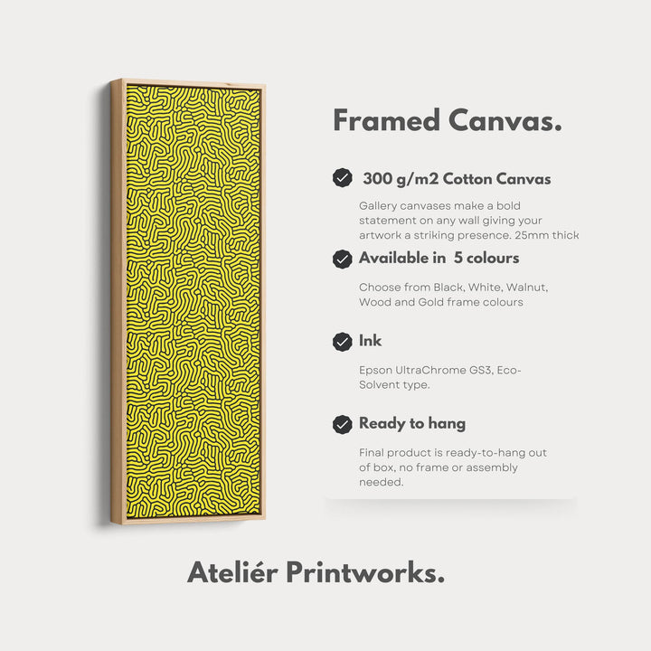 Yellow & Black Organic Pattern Long Vertical Wall Art - Atelier Printworks