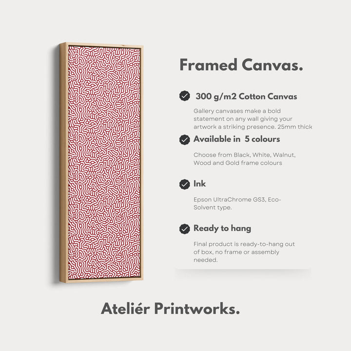 Vertical Long Wall Art Red & White Pattern - Atelier Printworks