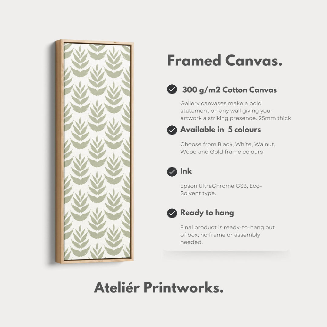 Long Tall Narrow Wall Art Boho Green Leaves - Atelier Printworks