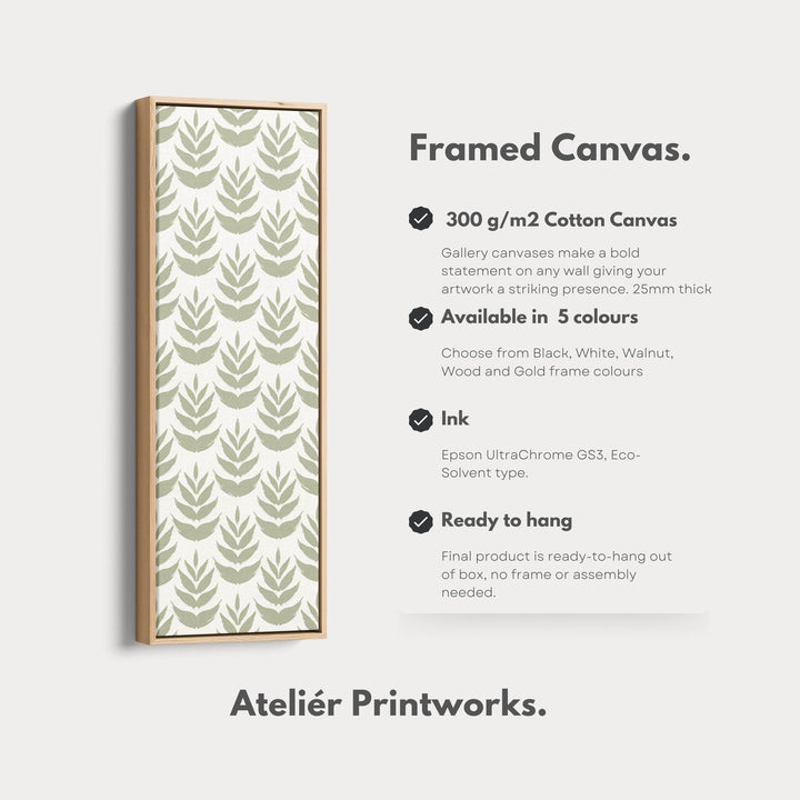 Long Tall Narrow Wall Art Boho Green Leaves - Atelier Printworks