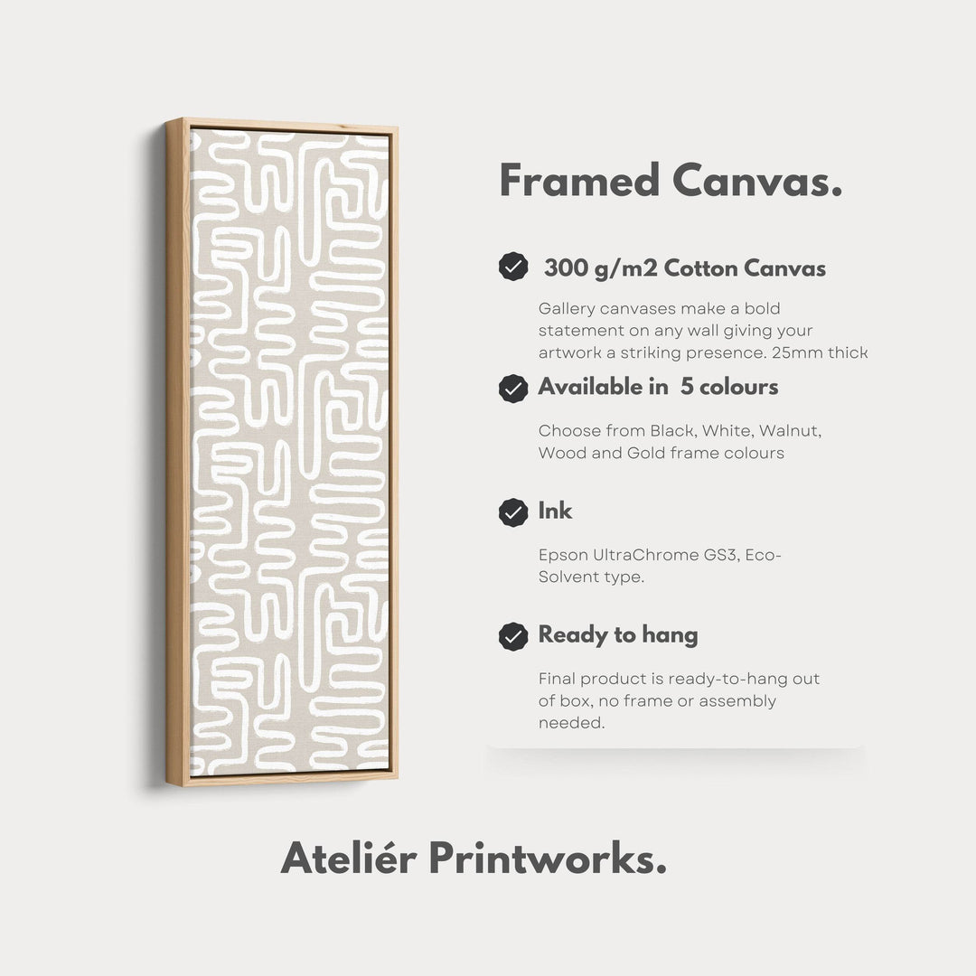 Boho Zen Beige Geometric Tall Skinny Wall Art - Atelier Printworks