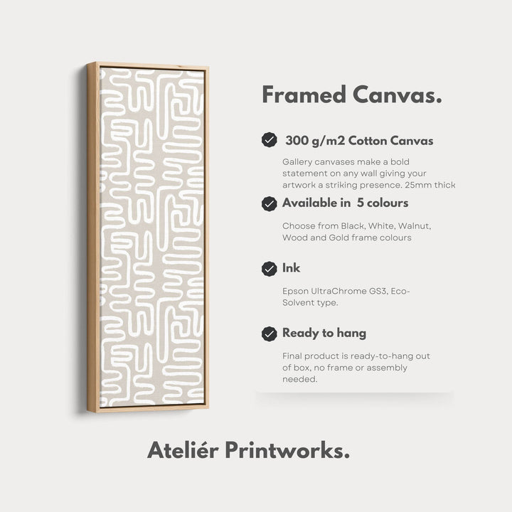 Boho Zen Beige Geometric Tall Skinny Wall Art - Atelier Printworks