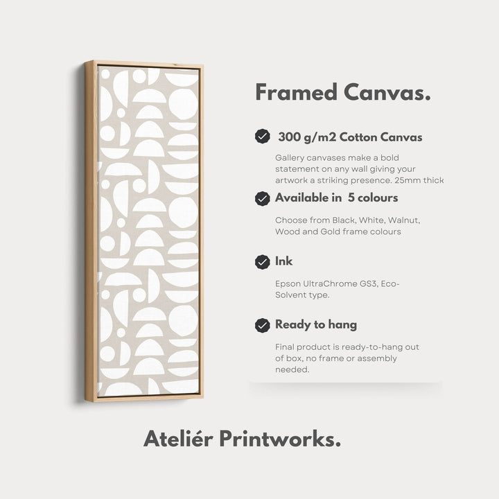 Vertical Tall Narrow Wall Art Beige & White - Atelier Printworks