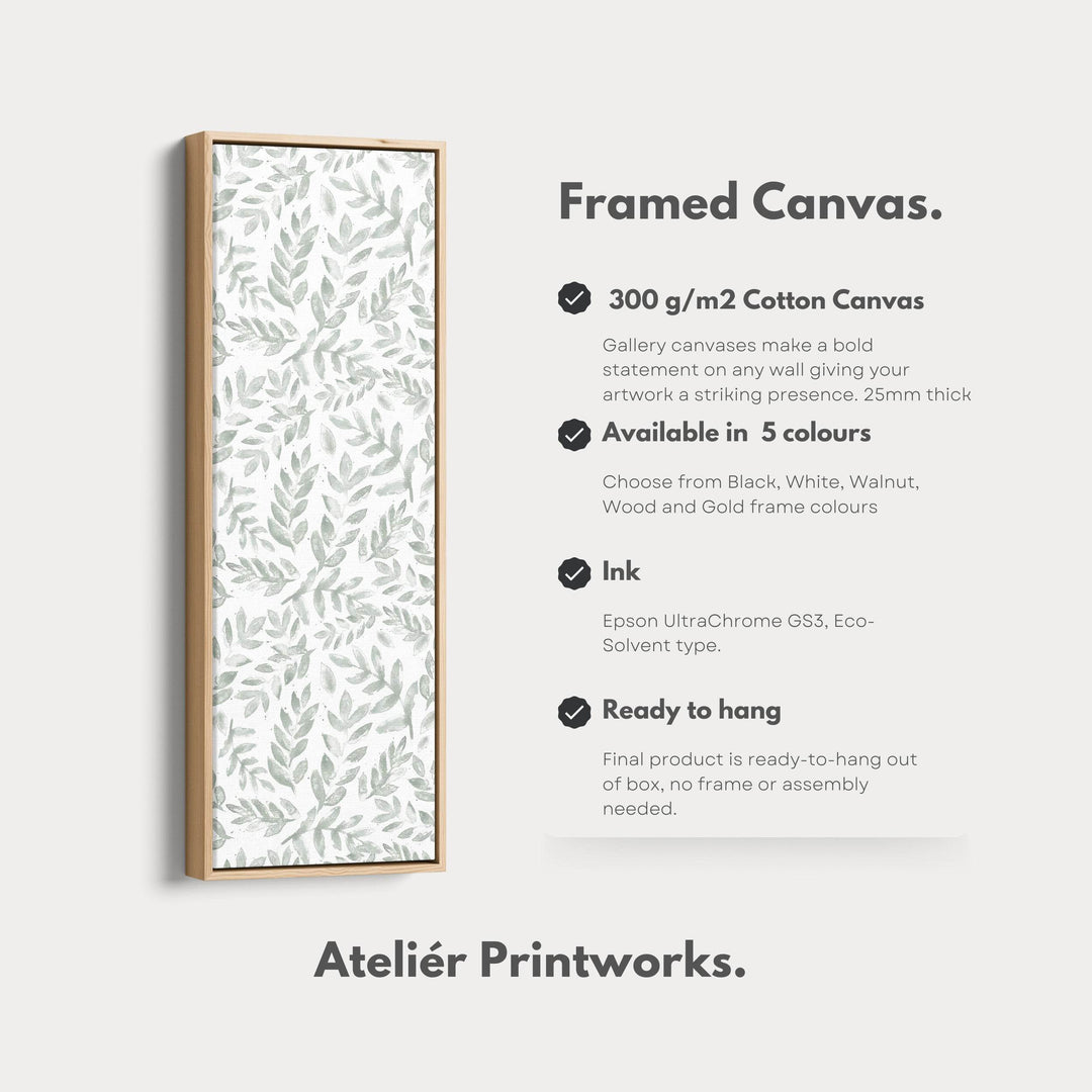 Sage Green Botanical Tall Narrow Vertical Framed Wall Decor - Atelier Printworks