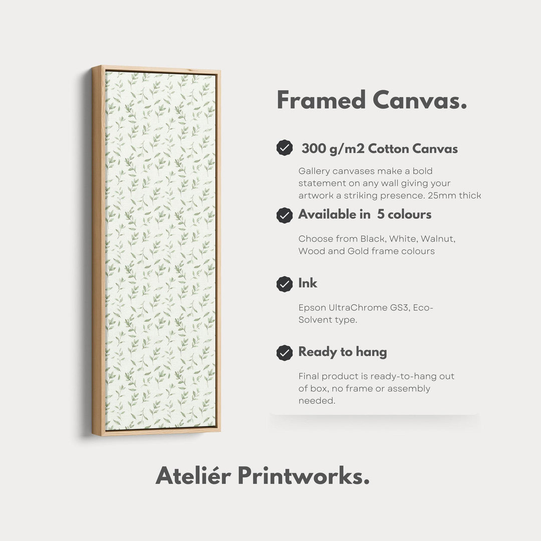 Vertical Wall Decor Green Floral Framed Canvas - Atelier Printworks