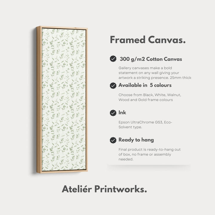 Vertical Wall Decor Green Floral Framed Canvas - Atelier Printworks