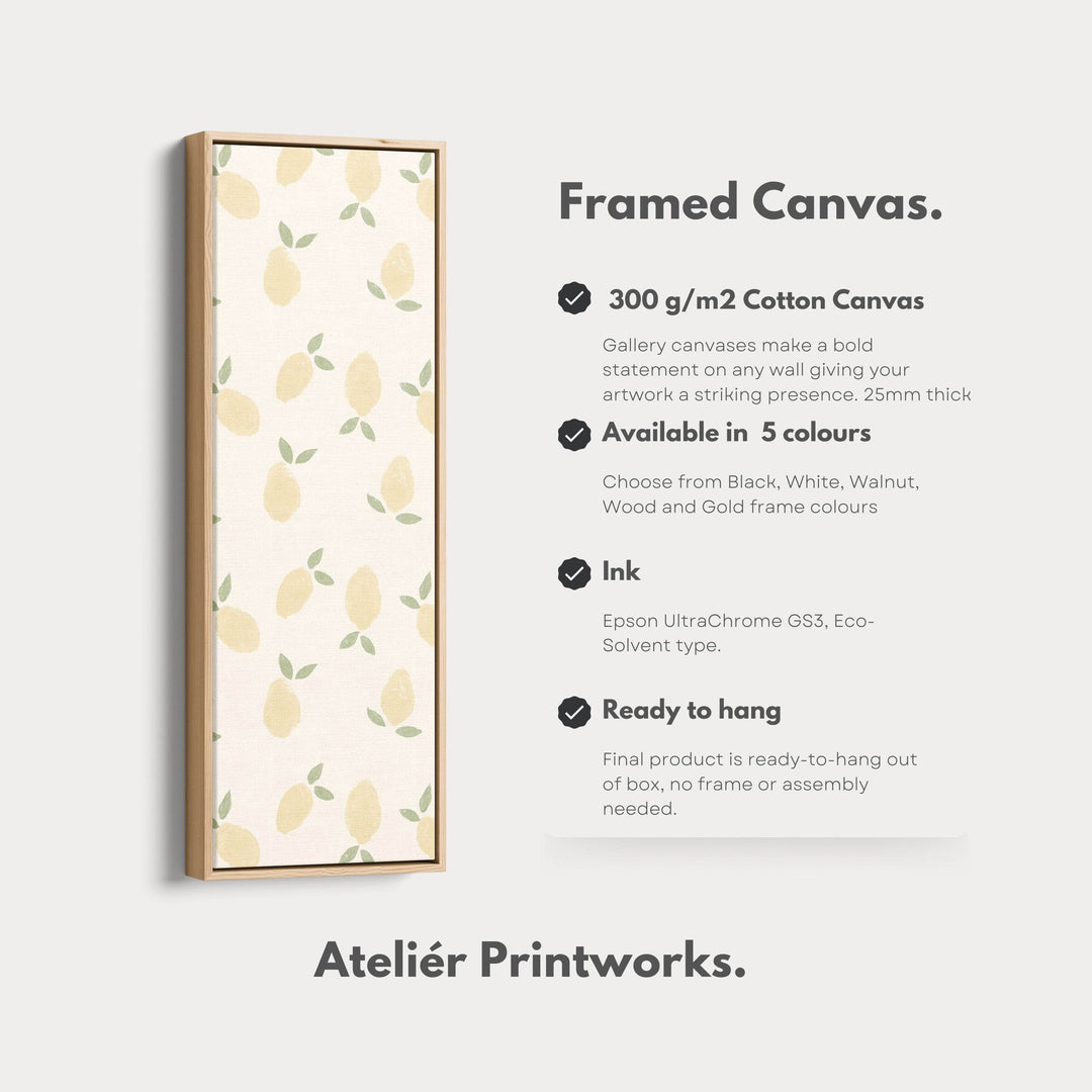 Long Narrow Kitchen Lemon Wall Art Vertical - Atelier Printworks
