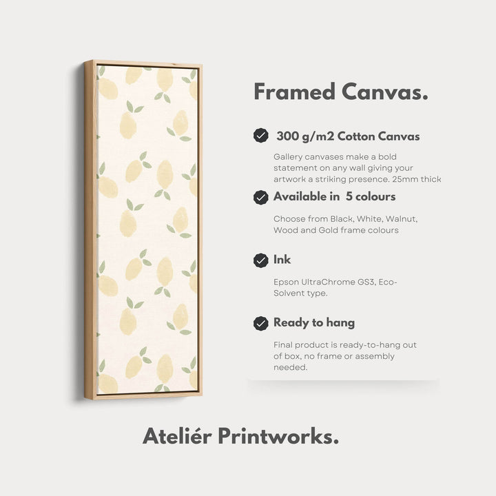Long Narrow Kitchen Lemon Wall Art Vertical - Atelier Printworks
