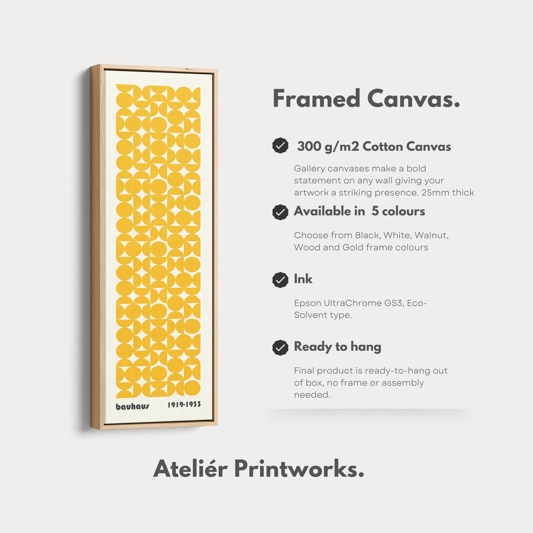 Vertical Long Wall Art Yellow Bauhaus Geometric - Atelier Printworks