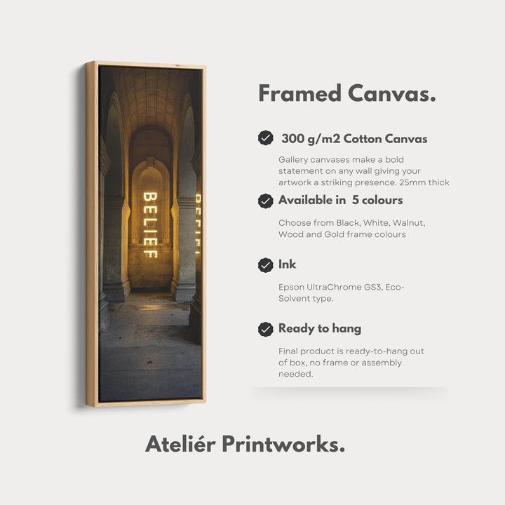 Long Vertical Wall Decor - Belief Framed Canvas - Atelier Printworks