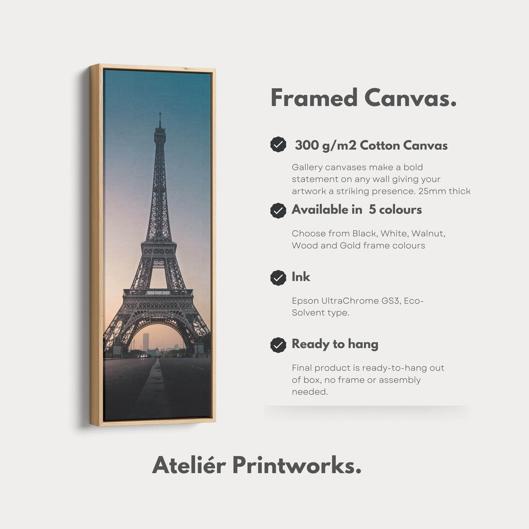 Paris Eiffel Tower Large Framed Canvas Vertical Wall Art - Atelier Printworks