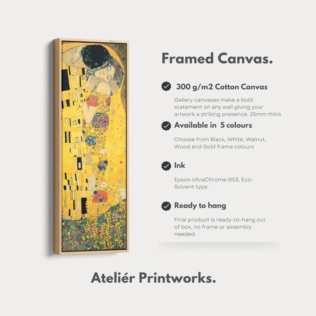 The Kiss Gustav Klimt Famous Art Vertical Long Wall Decor - Atelier Printworks