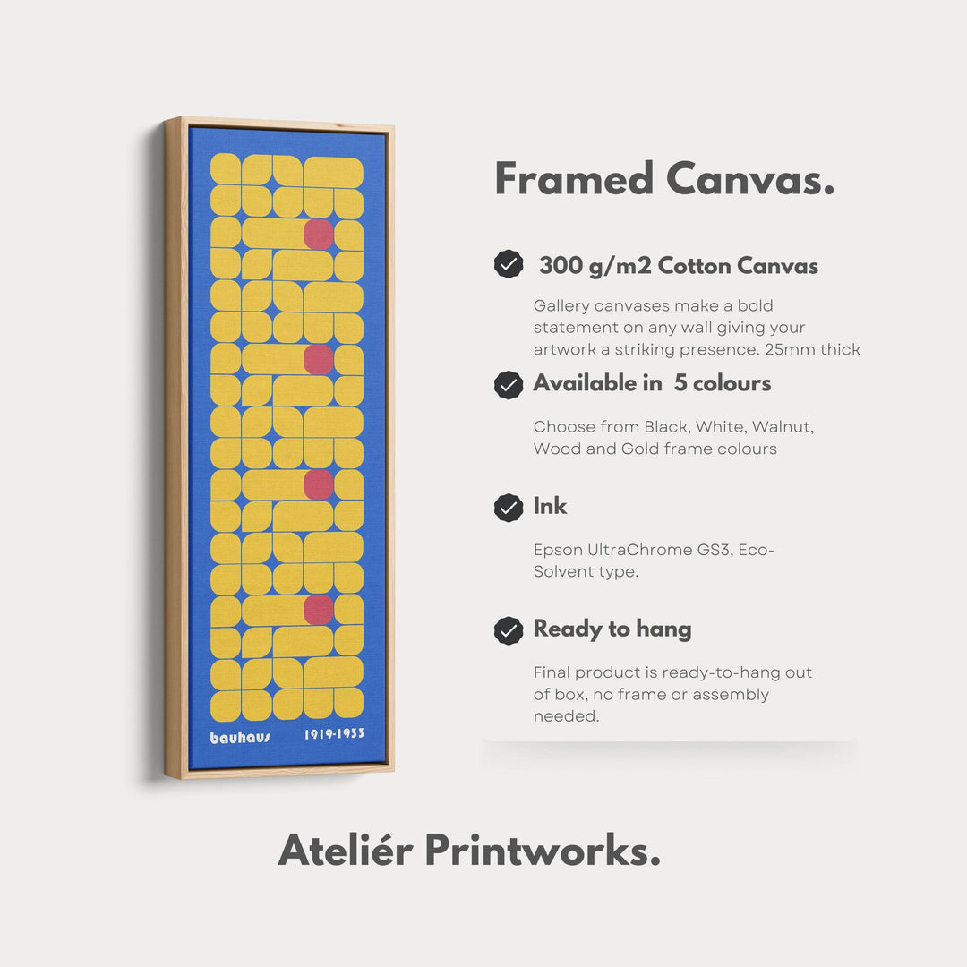 Tall Framed Canvas Long Bauhaus Geometric - Atelier Printworks