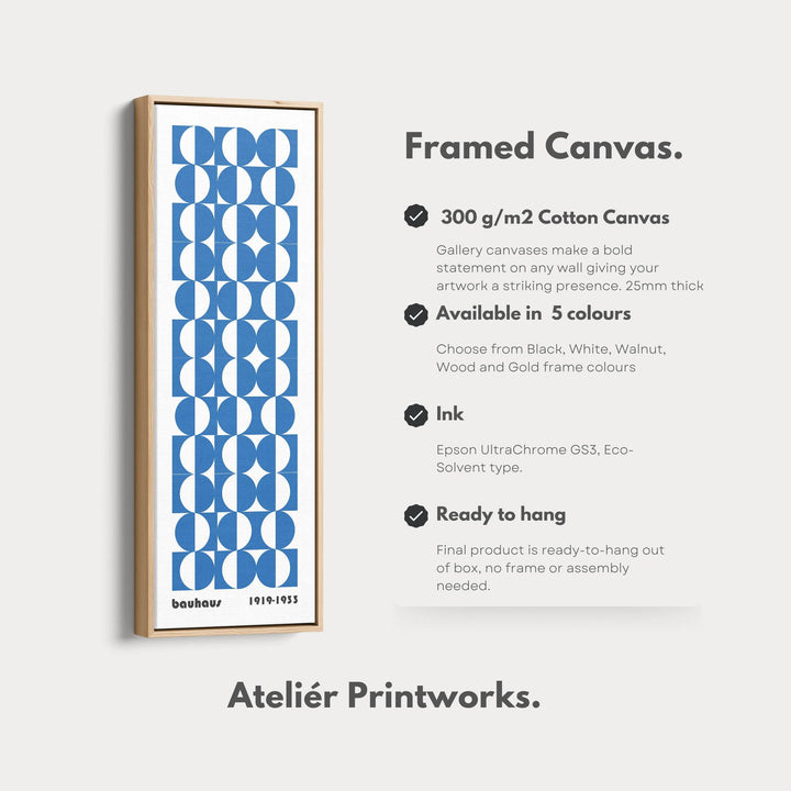 Vertical Blue & White Wall Art Bauhaus Mid Century - Atelier Printworks