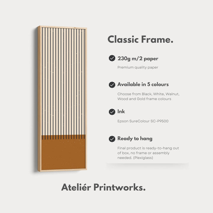 Minimalist Sun and Stripes Narrow Vertical Canvas Wall Art for Entryway or Bedroom - Atelier Printworks