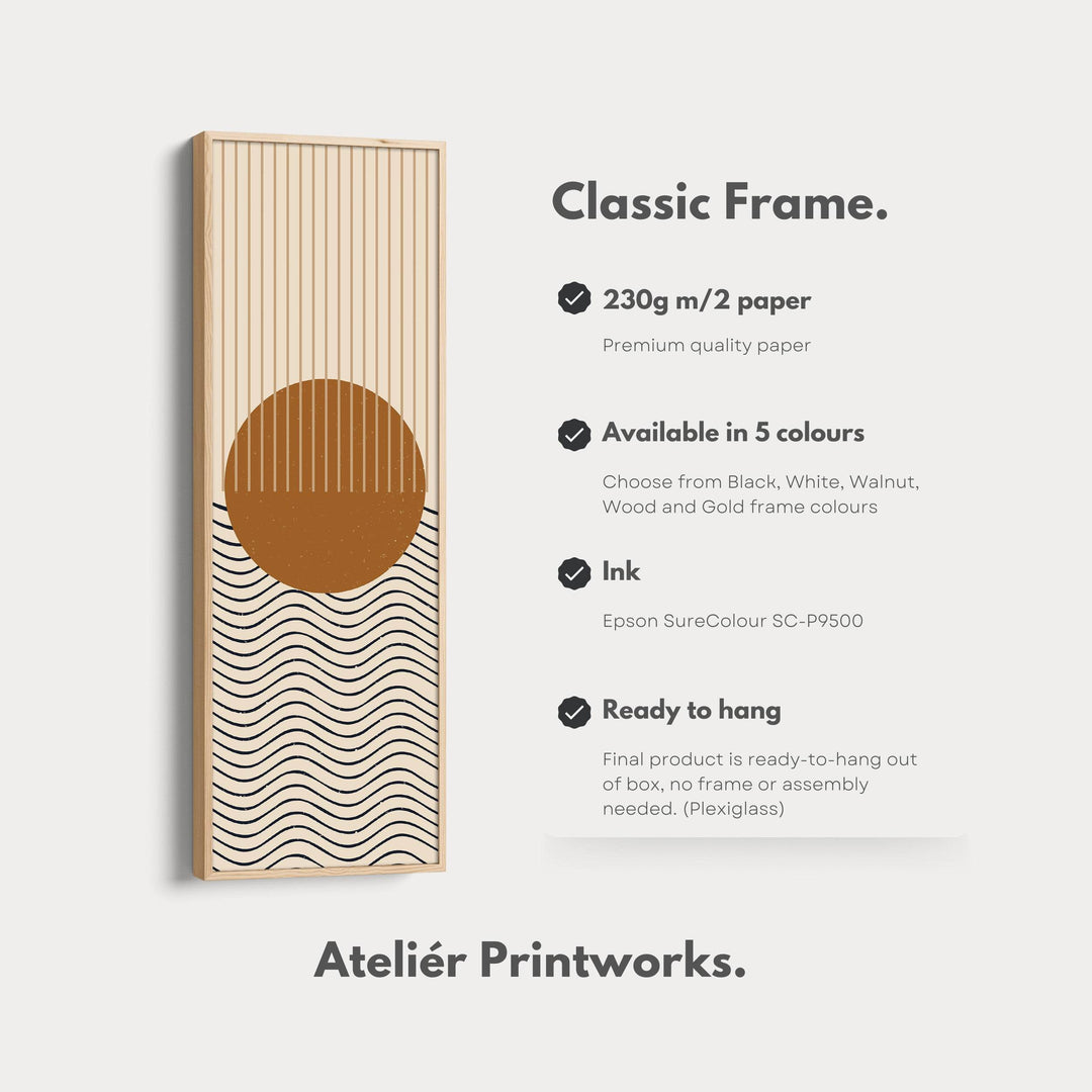 Sunrise Over Waves Minimalist Vertical Wall Canvas for Bedroom or Meditation Space - Atelier Printworks