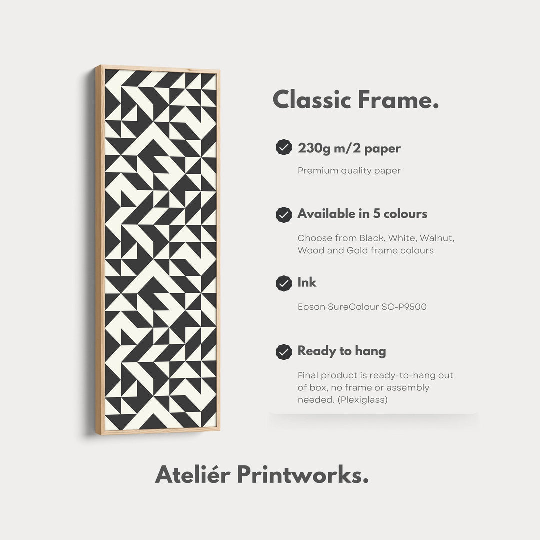 Geometric Arrows Long Narrow Canvas Wall Art for Hallway or Office - Atelier Printworks