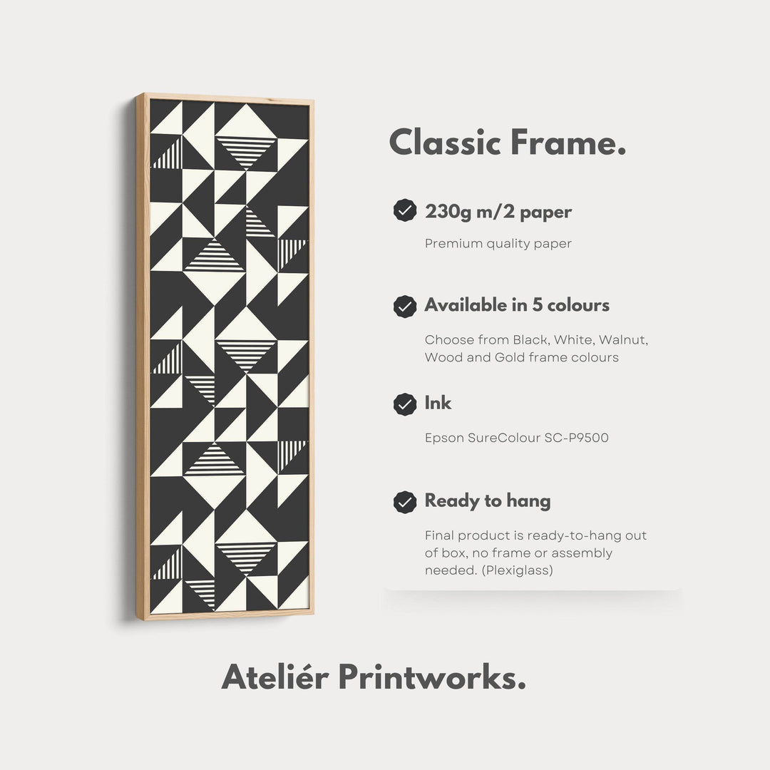 Abstract Triangles Tall Vertical Canvas Wall Art for Bedroom or Office Space - Atelier Printworks