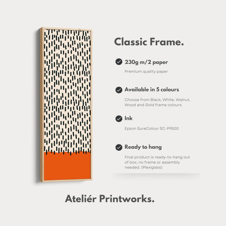 Retro Curved Lines Mustard Vertical Framed Canvas Wall Art for Living Room or Hallway - Atelier Printworks